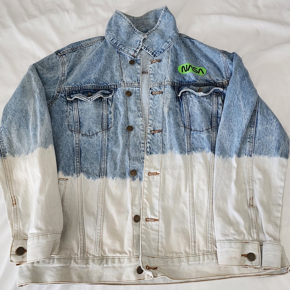 Men's Denim Jacket Size‎ XL "Give Me Space" NASA Acid Wash By Hyper Space Y2K